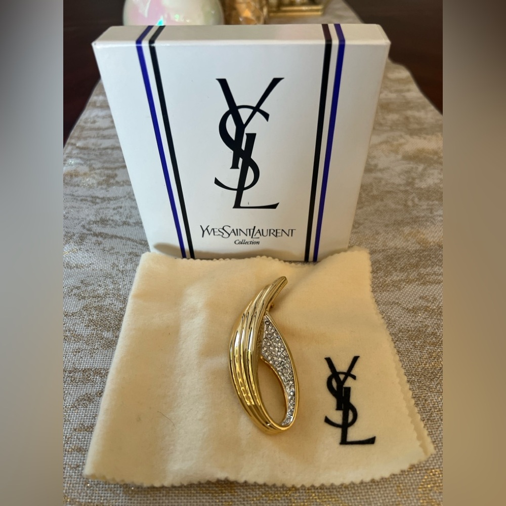 Yves Saint Laurent Gold and Silver Accent Brooch